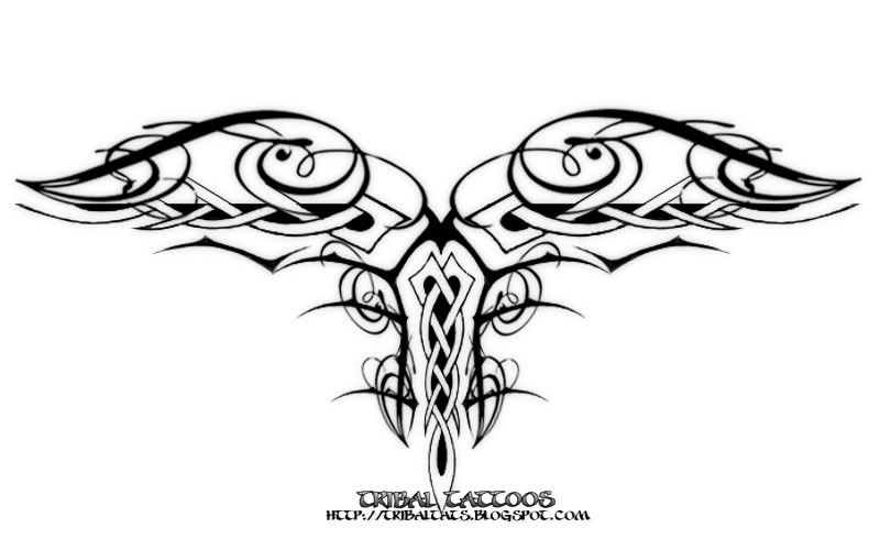 v8 tattoo. celtic upper back tattoo