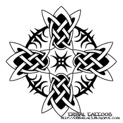 Celtic cross tribal tattoo 