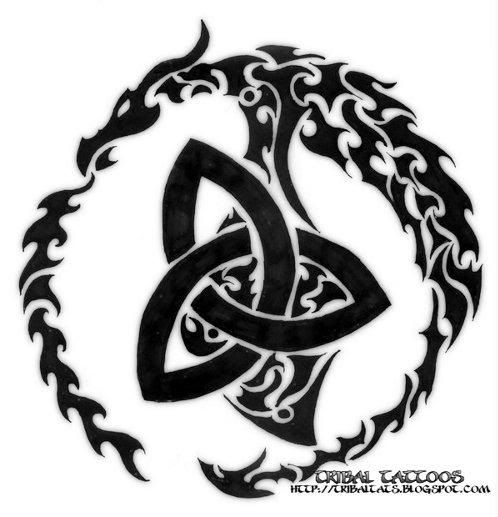 tribal dragon tattoo designs. Celtic tribal dragon tattoo