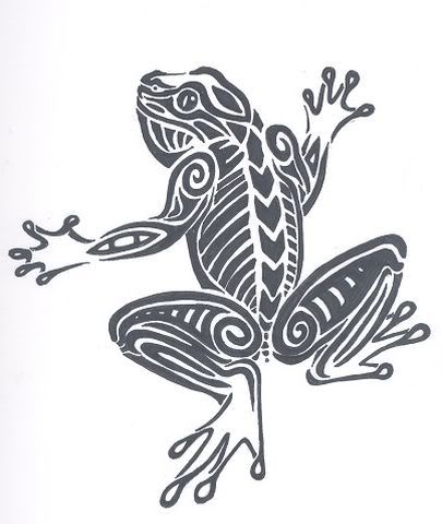 tribal frog tattoo. small tattoos, tribal frog