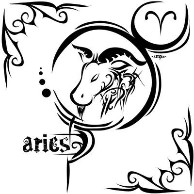 tribal aries zodiac tattoos Black and White Tribal Aries Tattoos on flash
