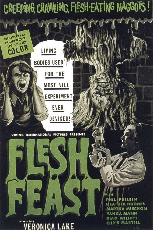 What former 1940’s movie queen portrayed a mad scientist in FLESH FEAST? Image