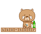 A blinkie of me sitting and downing saki while crying, on top of the words: The Bear.
